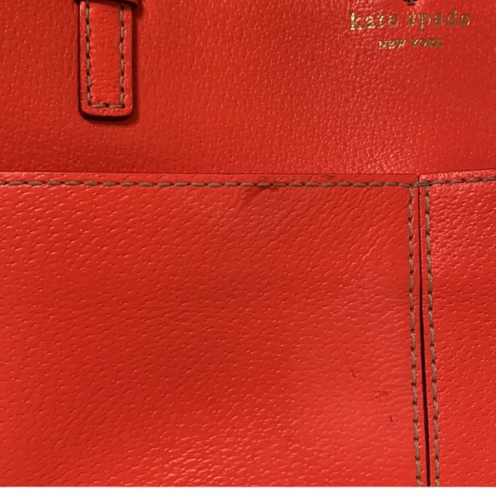 Kate Spade Coral Orange Leather Handbag Purse - Picture 8 of 13